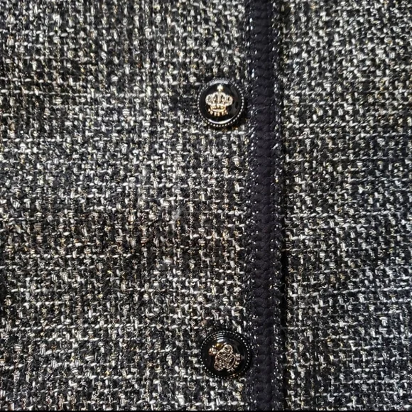 ZARA WOMEN BLACK TWEED JACKET WITH METALLIC THREAD SIZE XS - Picture 7 of 9